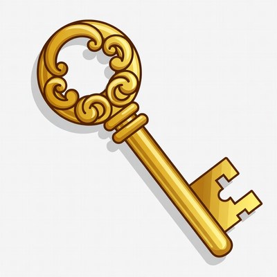 Golden ornate key illustration