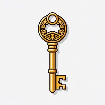 Golden ornate key illustration