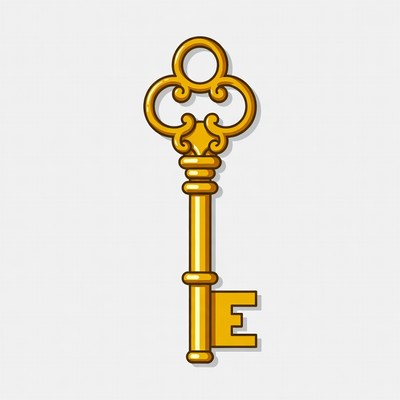 Golden ornate key illustration