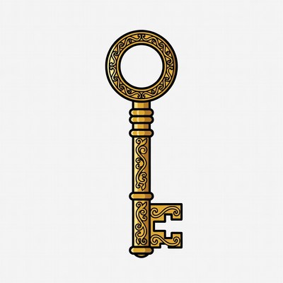 Golden ornate key illustration