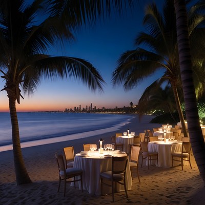Beachfront Dinner Tables at Night