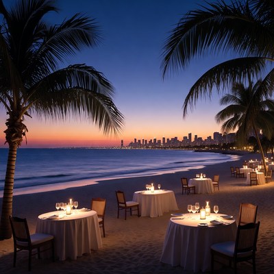 Romantic Beach Dinner at Sunset