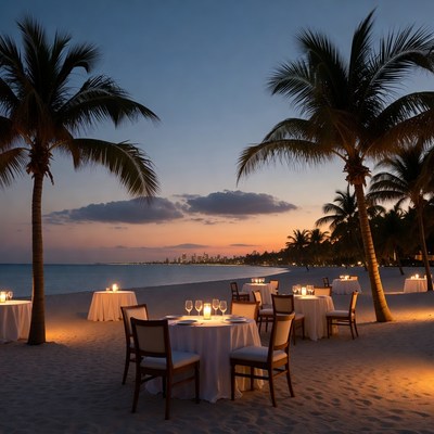 Romantic Beach Dinner at Sunset