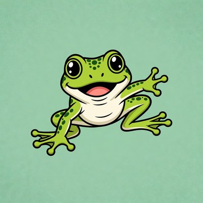 Cute cartoon frog waving