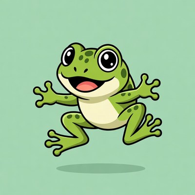 Cute cartoon frog jumping