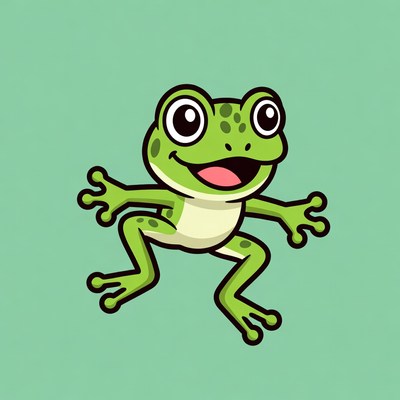 Cute cartoon frog smiling