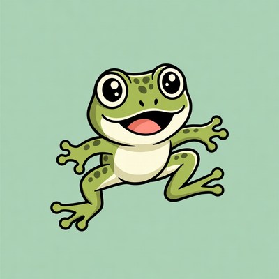 Cute cartoon frog jumping