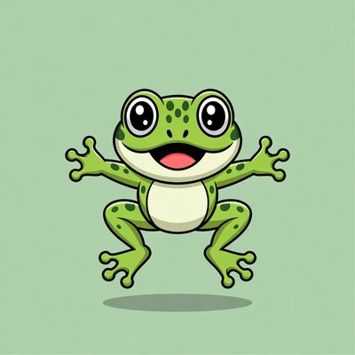 Cute cartoon frog jumping