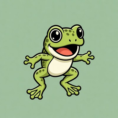 Cartoon frog smiling with arms outstretched