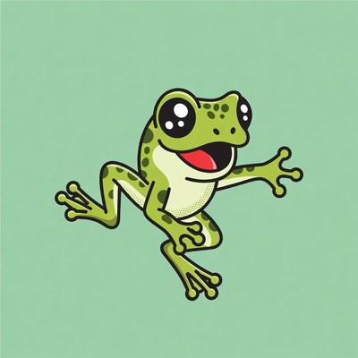 Cute cartoon frog jumping