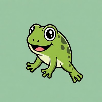 Cute cartoon frog smiling