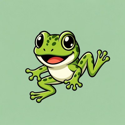 Cute cartoon frog smiling