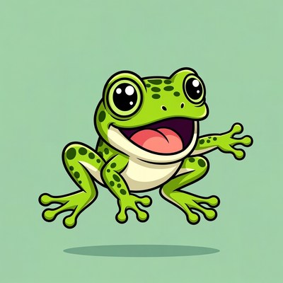 Cartoon frog smiling happily