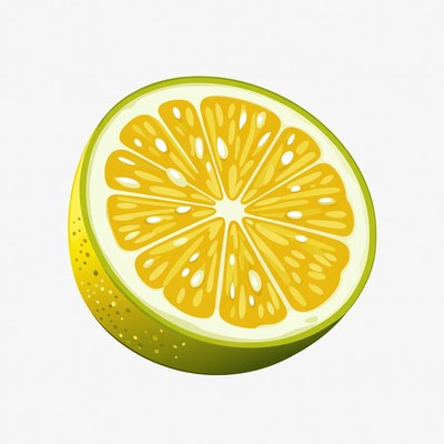 Sliced Lemon on White Background