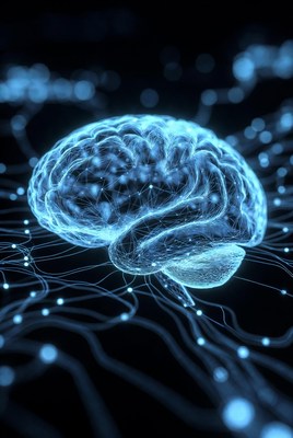 Glowing Blue Human Brain