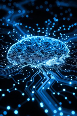 Glowing Blue Brain Circuitry