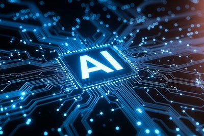 Glowing AI Chip Circuit Board