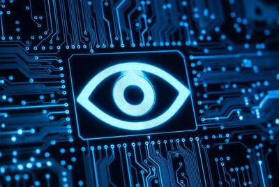 Glowing Eye on Circuit Board