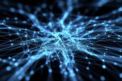 Blue Glowing Network Mesh