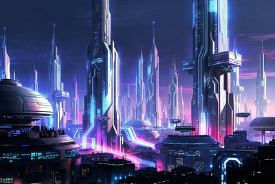 Futuristic Cyberpunk Cityscape at Night