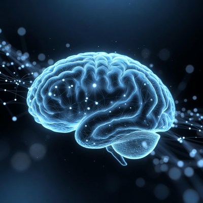 Glowing Blue Brain with Neural Networks