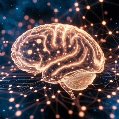 Glowing Brain with Neural Network