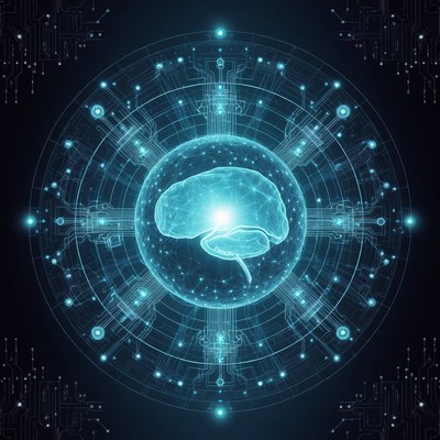 Glowing Brain in Circuit Mandala
