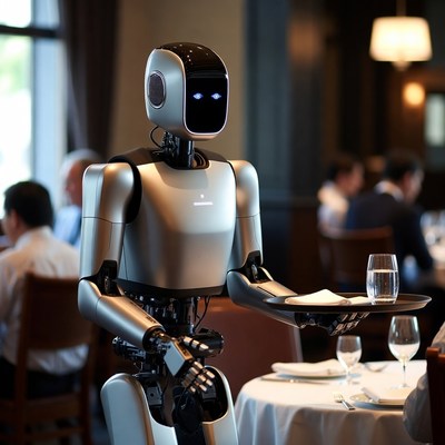 Robot serving drinks in restaurant