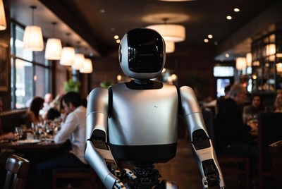 Humanoid Robot in Busy Restaurant