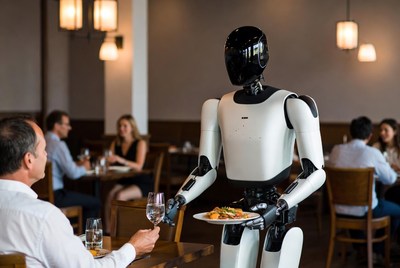 Robot Serving Food in Restaurant