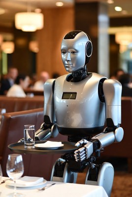 Robot serving drinks in restaurant