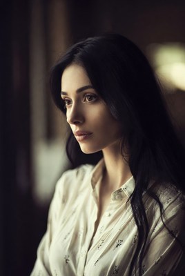 Beautiful woman with long black hair