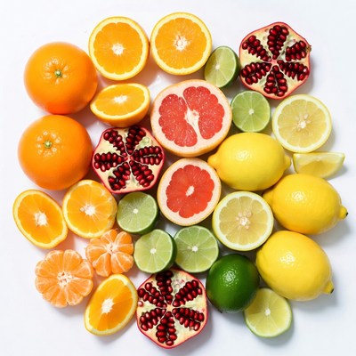 Fresh Citrus Fruits and Pomegranate