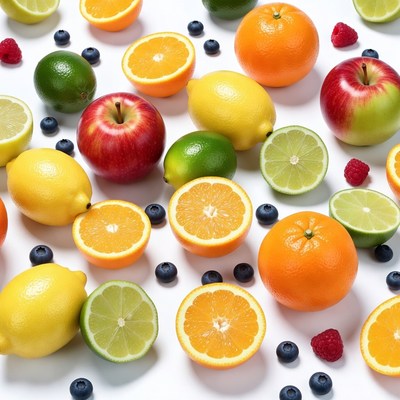 Fresh Citrus Berries Fruit Flatlay