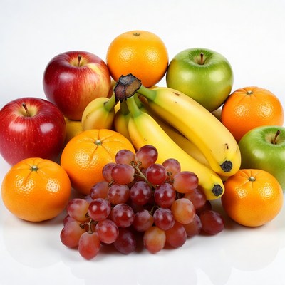 Fresh Fruit Assortment on White Background