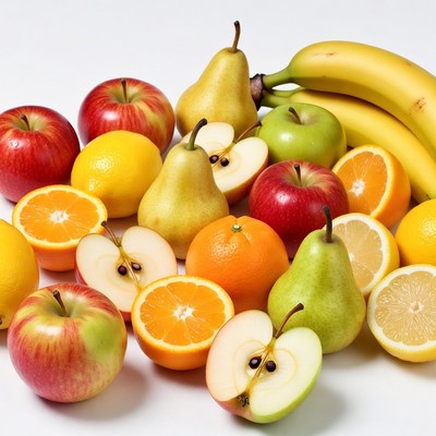 Fresh Fruit Assortment on White Background