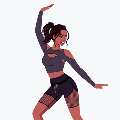 Asian woman dancing in sportswear