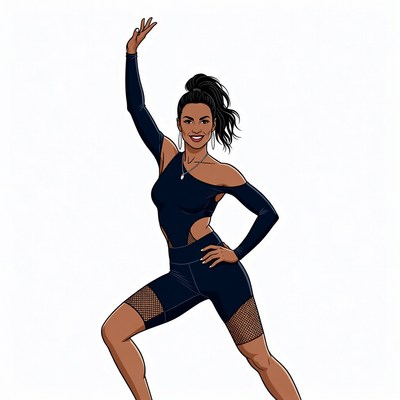 Woman dancing in black bodysuit