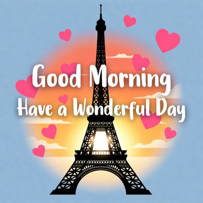 Eiffel Tower Good Morning Hearts