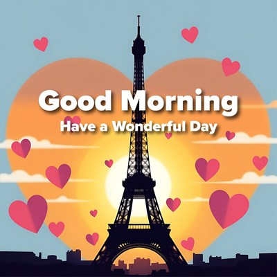 Eiffel Tower Good Morning Illustration