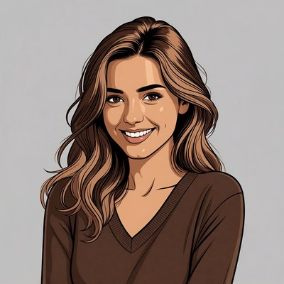 Smiling woman with brown wavy hair