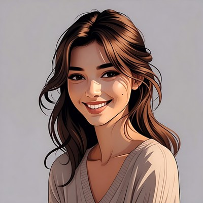 Smiling Asian woman with brown hair