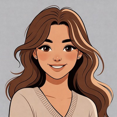 Smiling woman with wavy brown hair