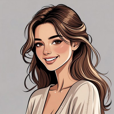 Beautiful anime girl smiling