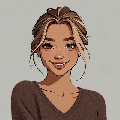 Smiling Woman with Blonde Highlights