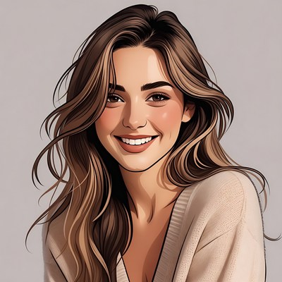 Smiling woman with long brown hair