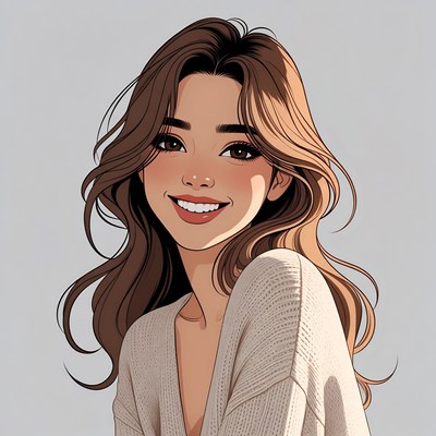 Smiling woman with long brown hair