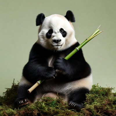 Panda holding bamboo