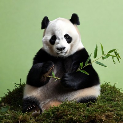 Panda holding bamboo