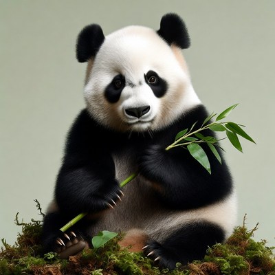 Panda holding bamboo